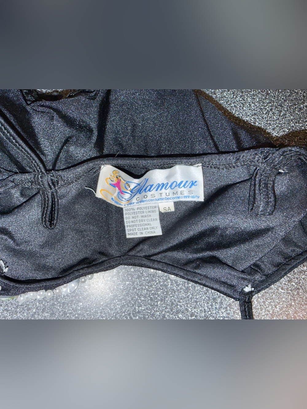 Glamour Black Sequin & Rhinestone Bling Tulle Dance Costume Size Adult Small - Picture 10 of 16
